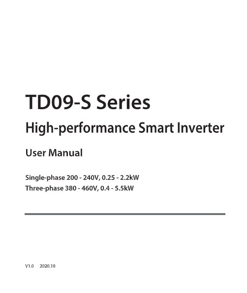 TD09-S Series High-performance Smart lnverter User Manual