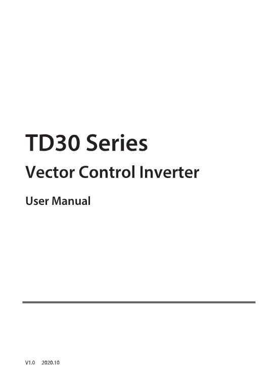 TD30 Series Vector ControlInverter User Manual