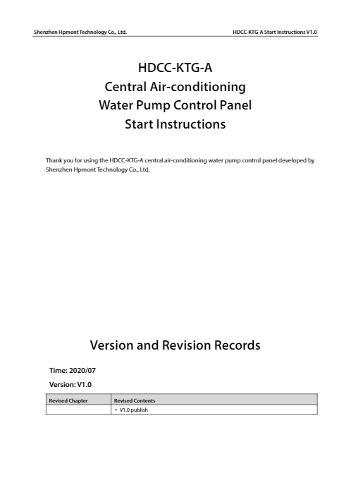 HDCC-KTG-A Central Air-conditioning Water Pump Control Panel Start Instructions